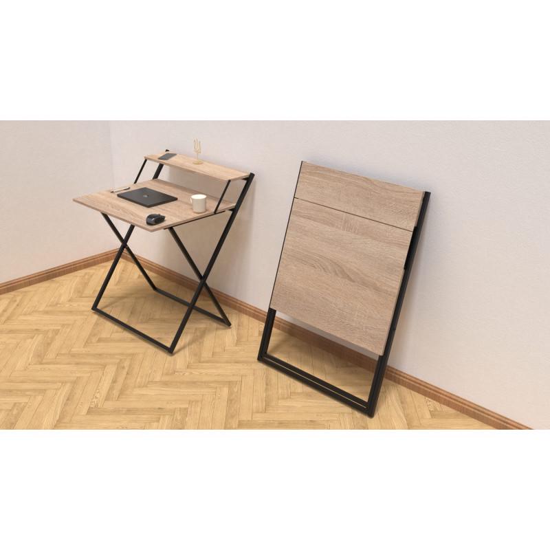 Стіл трансформер Ferrum-decor Kompakt 2 метал/ДСП 16 мм Чорний/Дуб Сонома (FRD-104693) - фото 4 Стіл трансформер Ferrum-decor Kompakt 2 метал/ДСП 16 мм Чорний/Дуб Сонома (FRD-104693) - фото 4