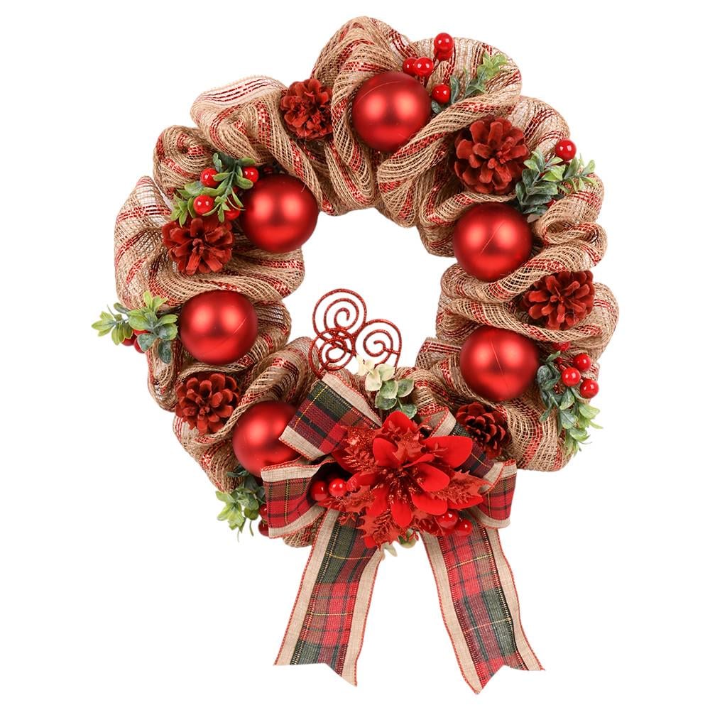 Декор різдвяний Вінок R33920 40 см Червоний з бежевим (30651767)