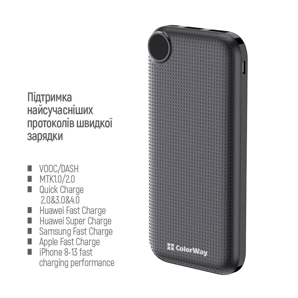 ᐉ Повербанк ColorWay Power Bank LCD USB QC3.0/USB-C Power Delivery 22,5W  10000 mAh Black (CW-PB100LPI3BK-PDD) • Купить в Киеве, Украине • Лучшая  цена в Эпицентр