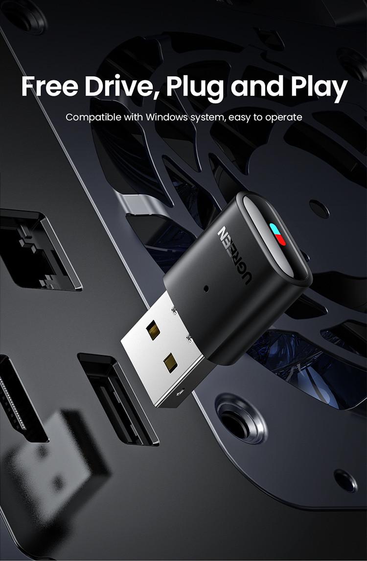Передатчик USB Ugreen Bluetooth 5.0 для Nintendo PS4 PS5 Windows Mac Linux Черный - фото 4