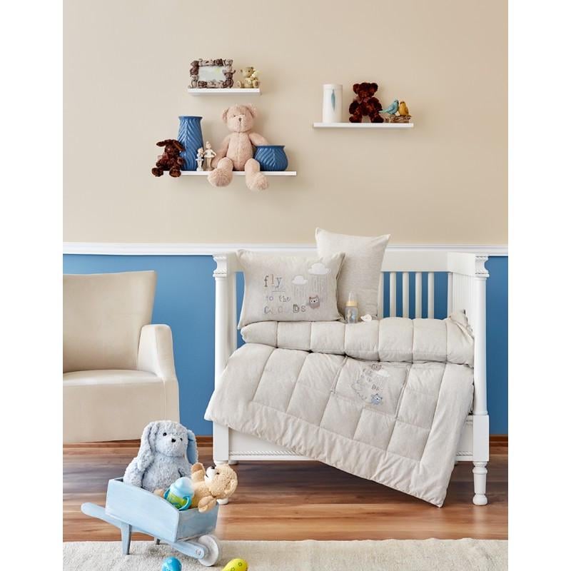 Детский набор в кроватку для младенцев Karaca Home Cloudy 2018-2 bej 4 пр. (2000022190251)