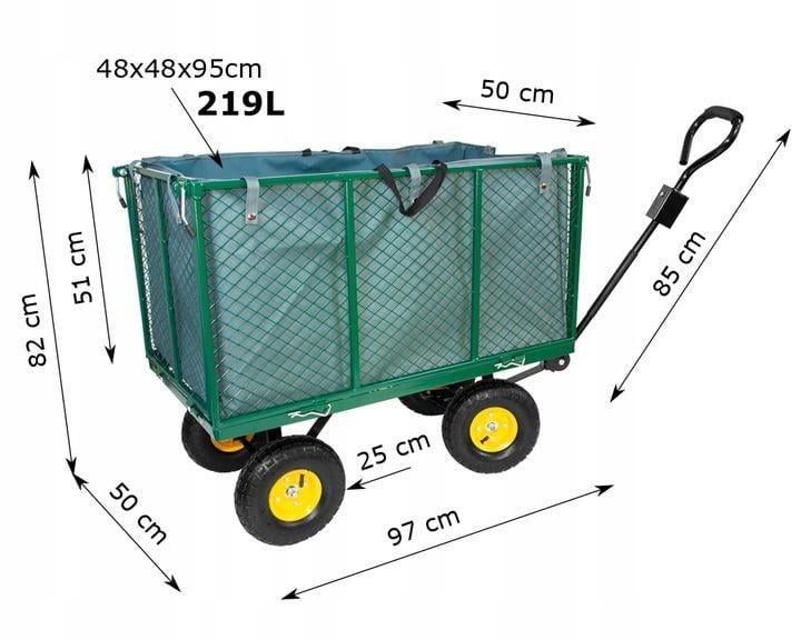 Садовая тележка Carruzzo 219 л Зеленая (15414612) - фото 4