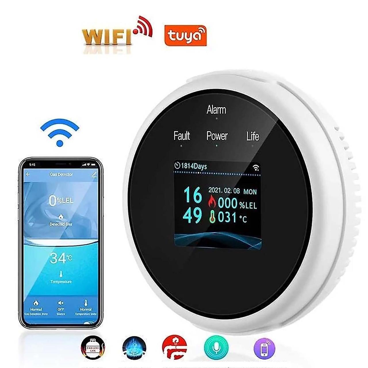 Умный детектор утечки газа Tuya GS21 Wi-Fi и пожарная сигнализация с LCD-дисплеем/оповещениями на смартфон (id_101051) - фото 5