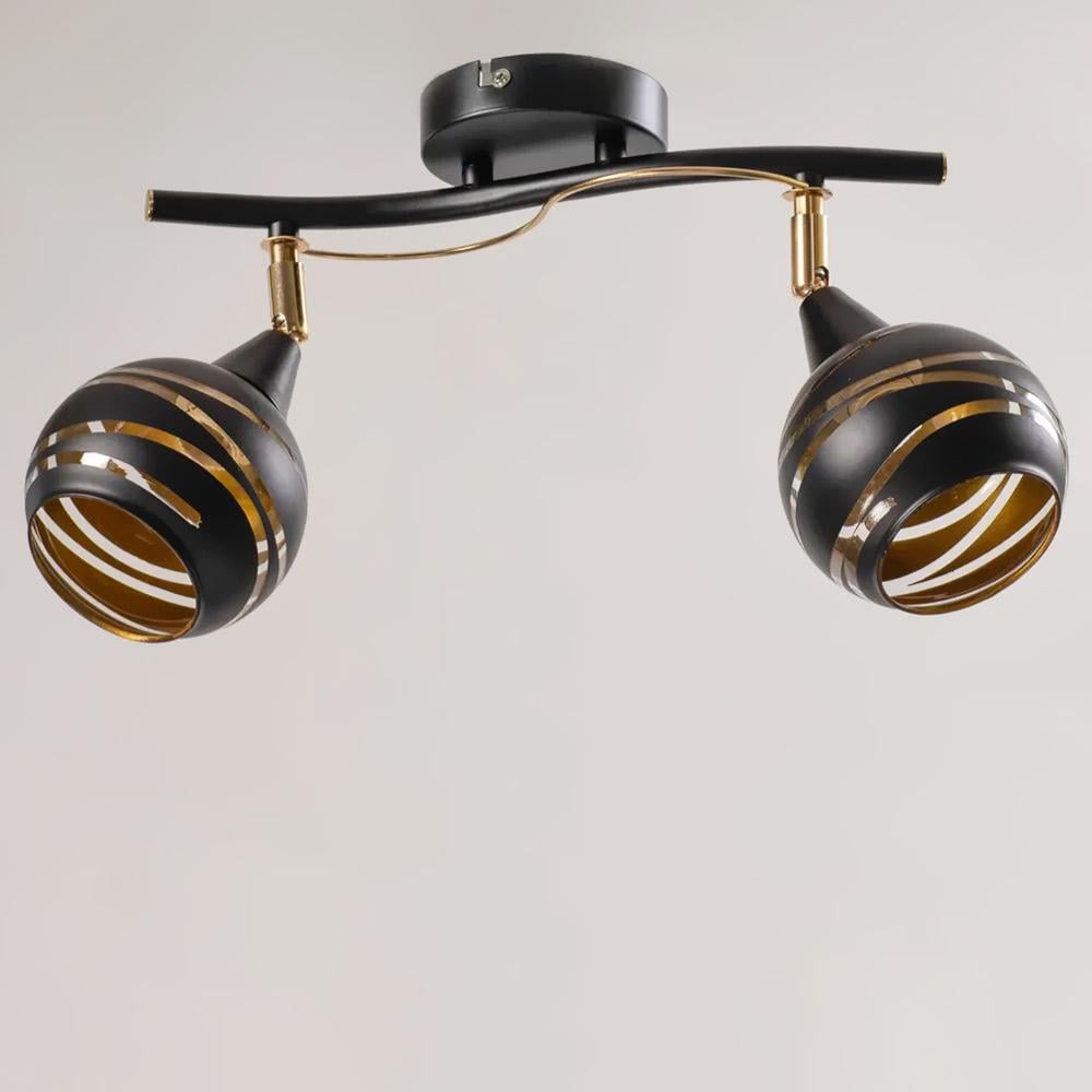 Люстра стельова Light House C-19662/2 BK/FGD 34х26х21 E14 Чорний/Золотий