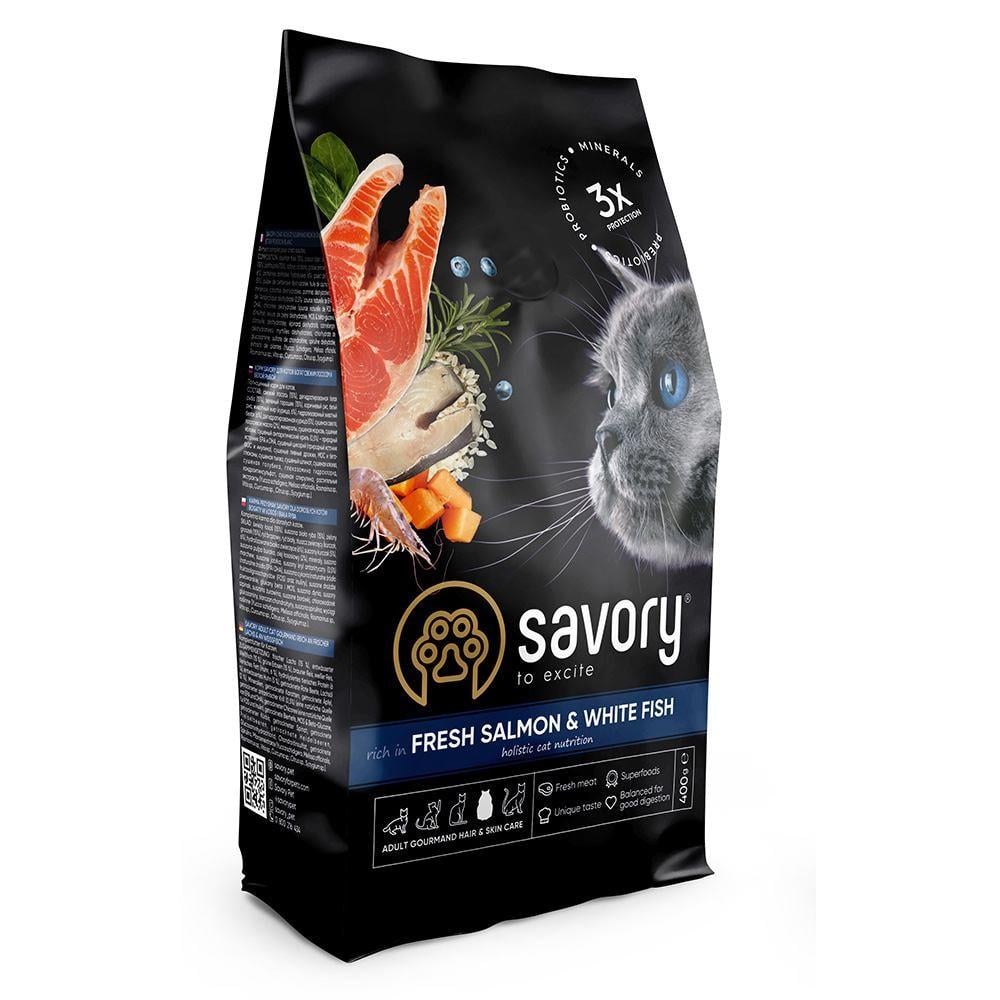 Корм сухой Savory Adult Cat Gourmand Fresh Salmon and White Fish для взрослых кошек со свежим лососем и белой рыбой 400 г (34806764) Корм сухой Savory Adult Cat Gourmand Fresh Salmon and White Fish для взрослых кошек со свежим лососем и белой рыбой 400 г (34806764)