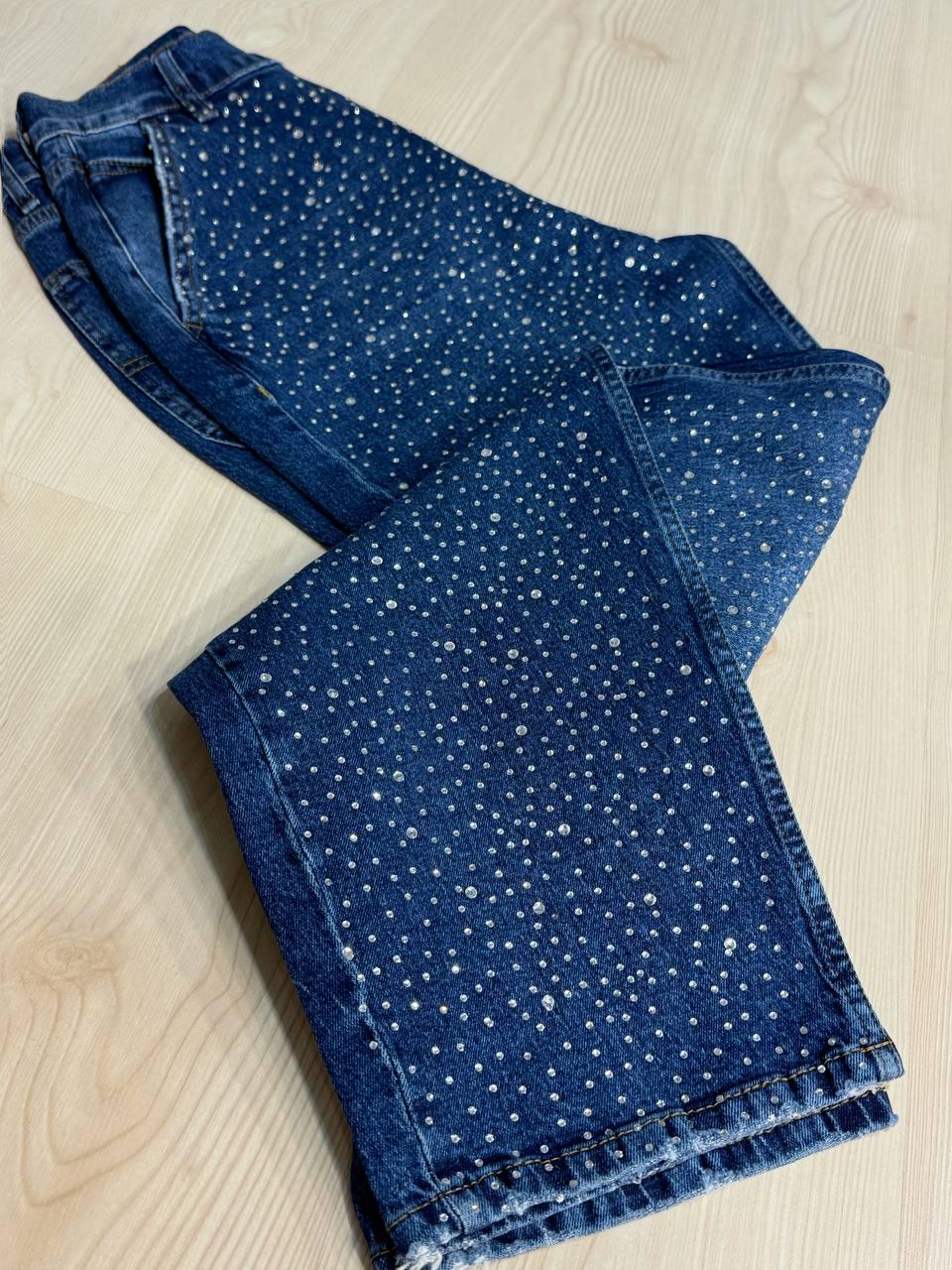Джинсы женские Amore 1500 skater mom с рассыпью камней р. 26 Синий (6016) - фото 3