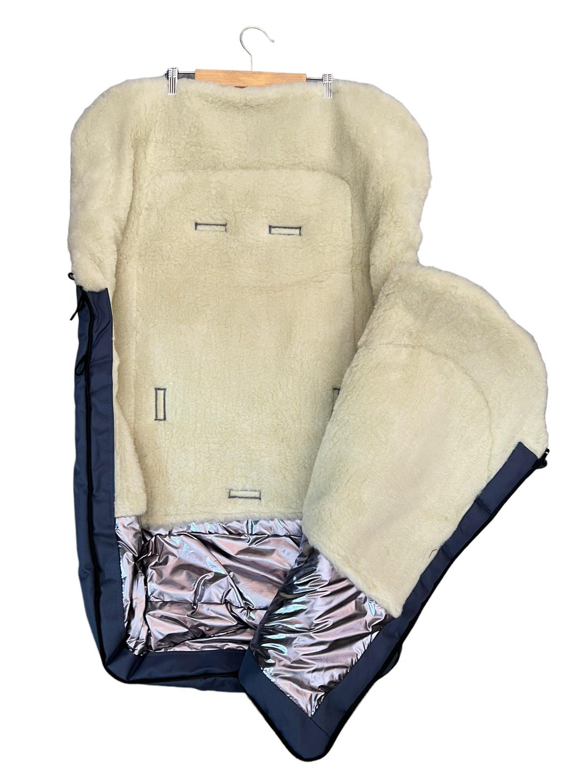 Конверт в санки на овчине Мишка 98х46 см Графитовый (13227904) - фото 2