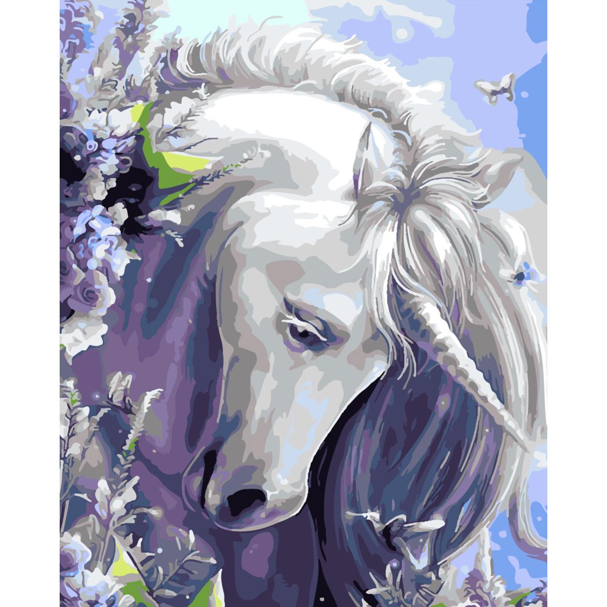 Картина за номерами Strateg Преміум Казковий єдиноріг з лаком 30х40 см (SS-6415)