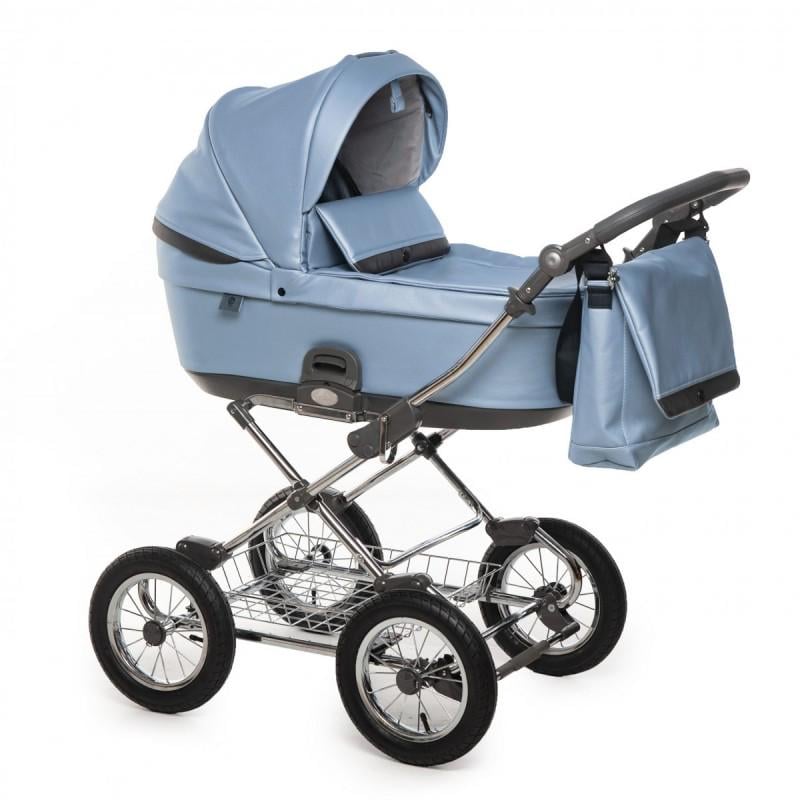 Коляска универсальная Roan Bloom Classic Blue Pearl 2в1 с дождевиком и сумкой для мамы