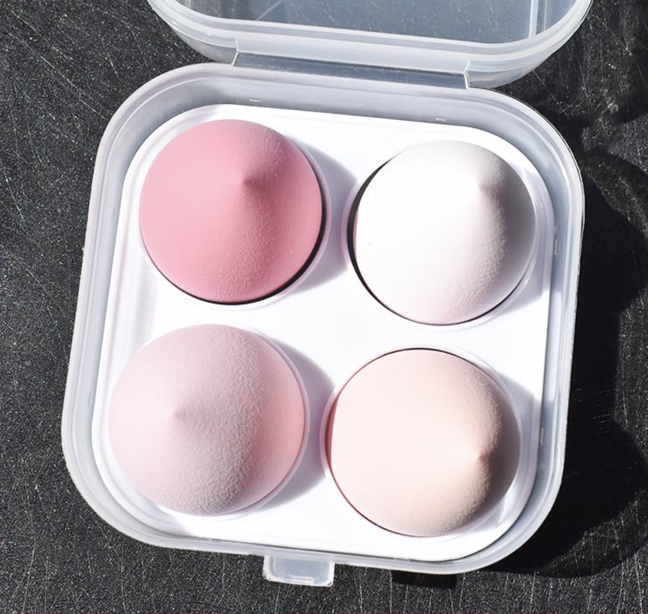 Набор спонжей в пластиковой коробке 4 шт. Розовый (10-59-1251-Р)