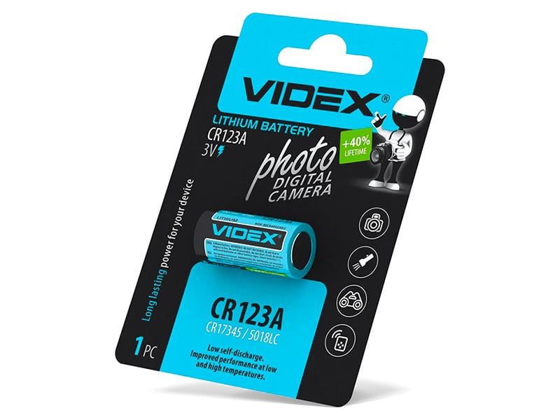 Батарейка літієва Videx CR123A Blister Card 1 шт. (8439)
