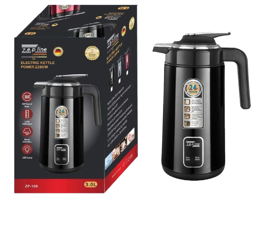 Термос електричний Zepline ZP-106 з індикатором температури на 3 л 2200 Вт Чорний (2143789262)