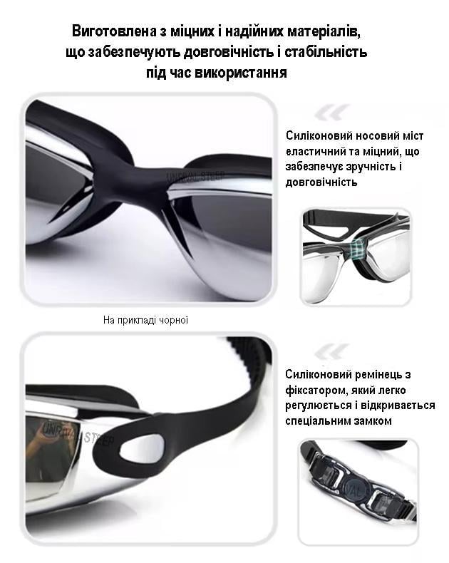 Окуляри та шапочка для плавання жіноча з берушами та зажимом для носа у басейн в футлярі Рожевий - фото 6