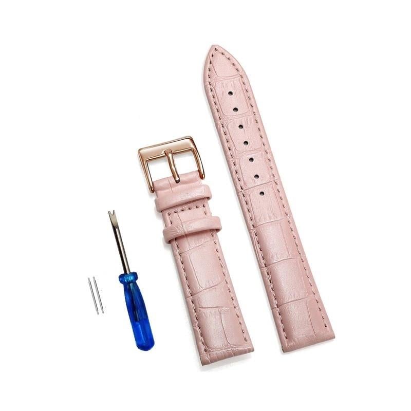 Ремінець шкіряний для годинника 20 мм пряжка рожеве золото Рожевий (05.01.17.PRG)