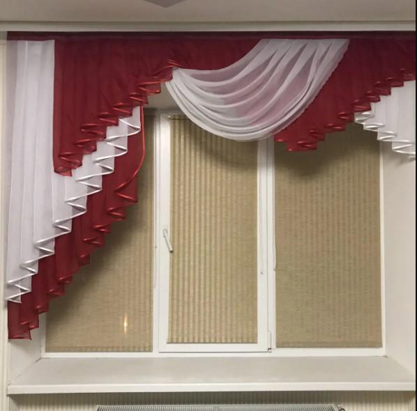 Ламбрекен на карниз шифон 2 м Красный (322)