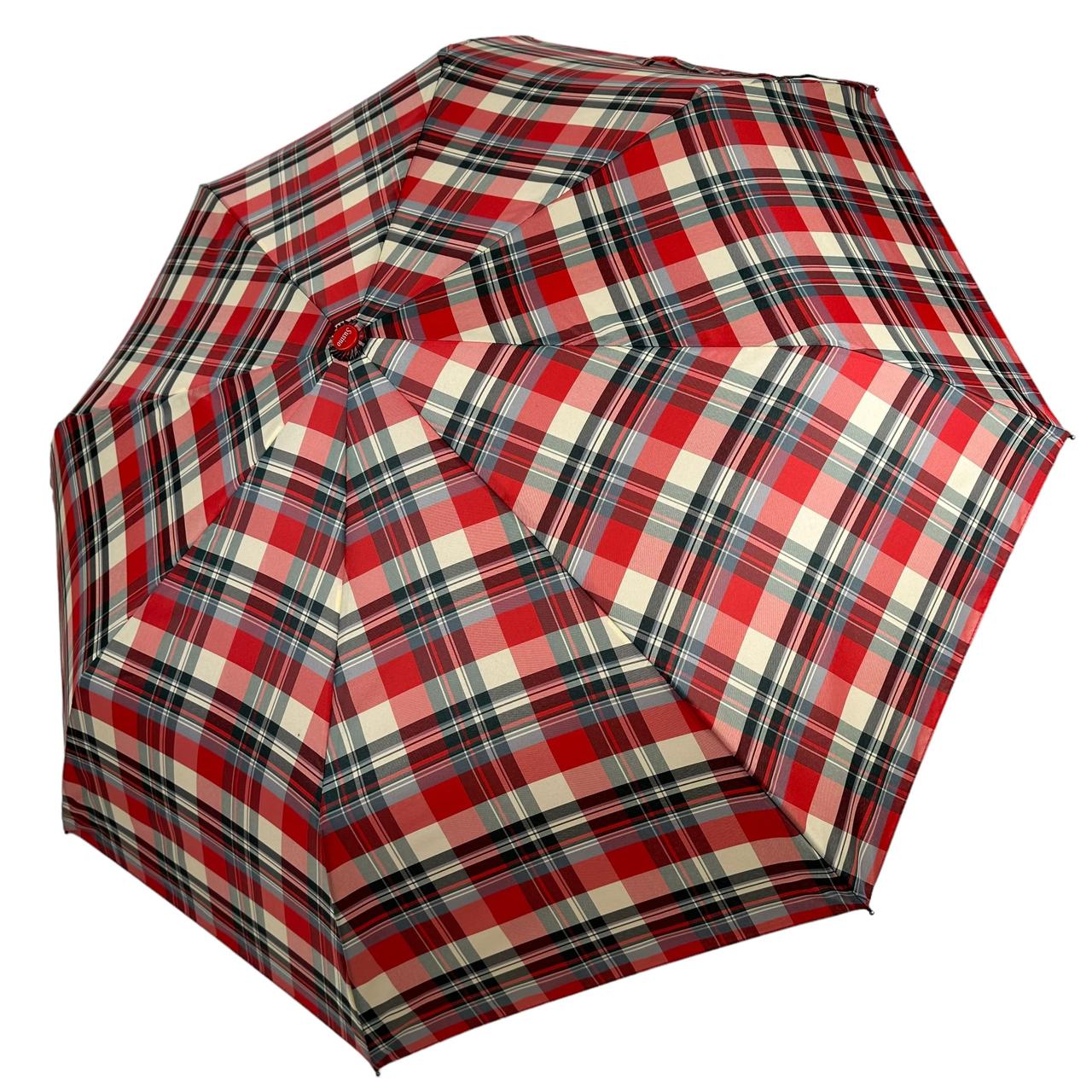 Зонт полуавтомат Susino в клеточку 8 карбоновых спиц Красный (Sys 02076-5)