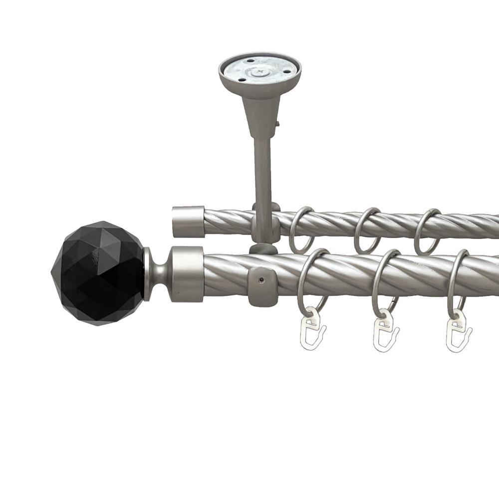 Карниз металлический Orvit Люмиера Неро двухрядный открытый к потолку/скрученная труба/кольцо металлическое Сатин 25/16 мм 160 см (00-00024118)