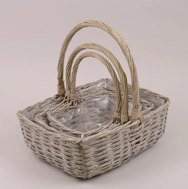 Комплект кошиків з лози Flora 3 шт. Сірий (37546)