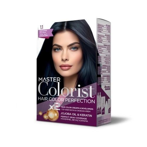 Фарба для волосся Master Colorist 1.1 2x50 мл/2x50 мл/10 мл Синьо-чорний (302325)