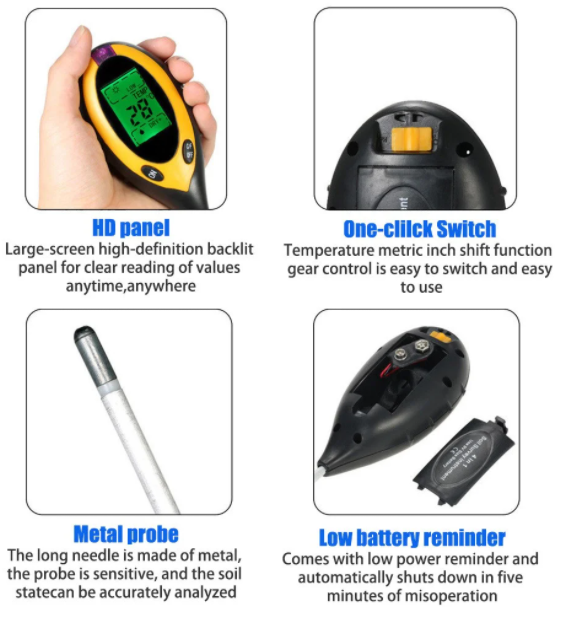 Аналізатор грунту 4в1 PH-метр/вологомір/термометр і люксметр (61476556) - фото 5 Аналізатор грунту 4в1 PH-метр/вологомір/термометр і люксметр (61476556) - фото 5