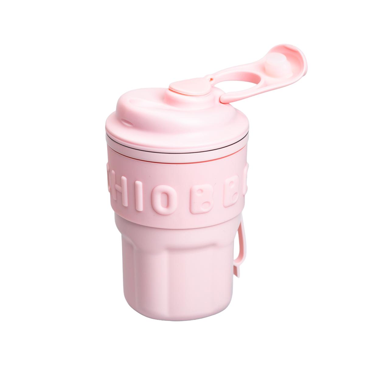 Термочашка Yiwu HP-14-18P Chiobbe 450 мл із трубочкою рожева (118-107-HP-14-18P) - фото 2