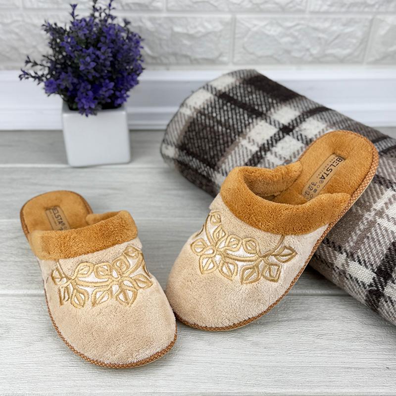 Тапочки кімнатні жіночі Е-00212 p. 37 23,5 см Бежевий (112022035)