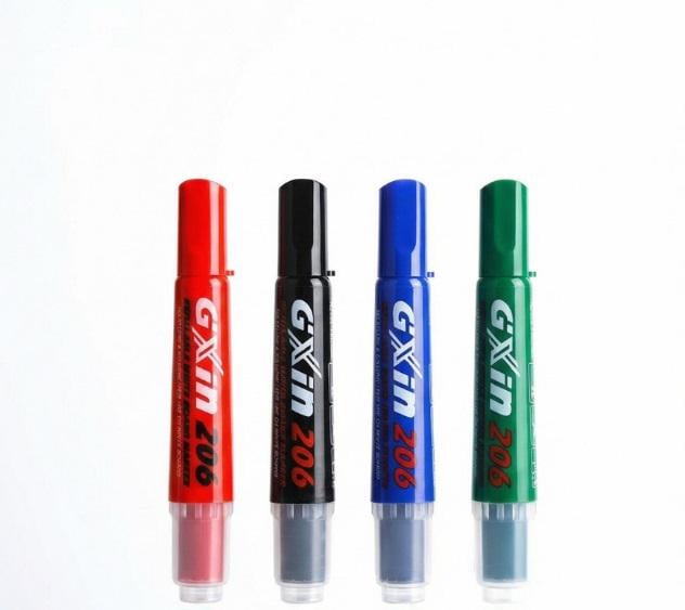 Набор маркеров перезаправляемых G-206 со сменными картриджами по 2 дополнительных для маркерных досок для офиса для школы легкостираемы 4 шт.