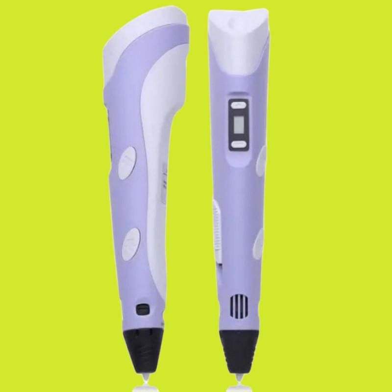 Ручка 3D для рисования 3D Pen 2 и пластик с трафаретами 50 м Фиолетовый - фото 4