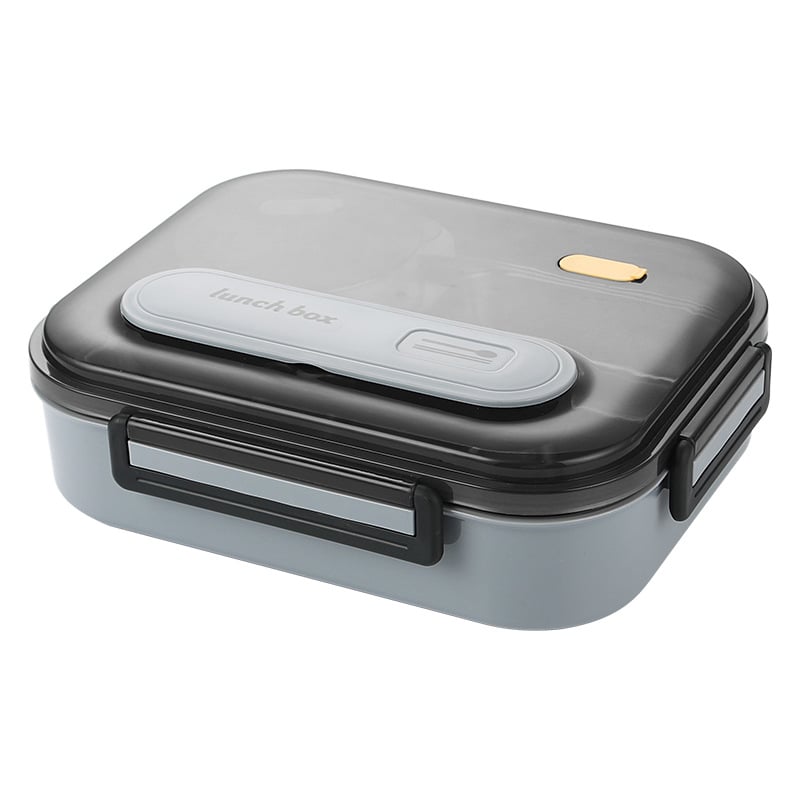 Ланч-бокс для горячей и холодной еды с поддоном из нержавеющей стали столовыми приборами и емкостью для супа Черный