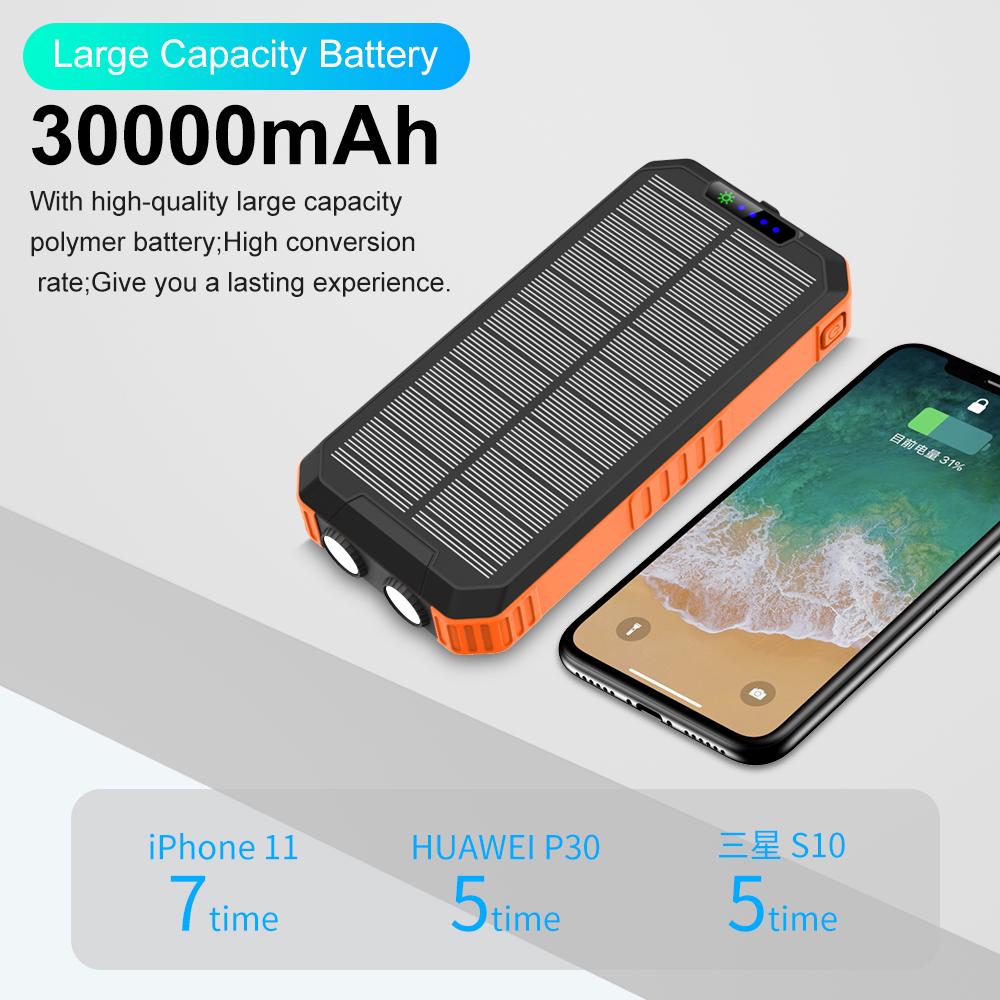 Повербанк с солнечной панелью VHG DN49 Wireless Solar Power Charger 30000 mAh Orange - фото 2