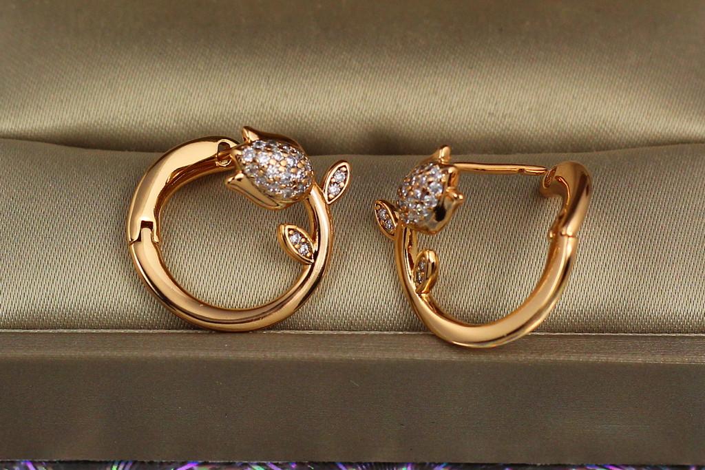 Серьги Xuping Jewelry бутон тюльпана 1,8 см Золотистый