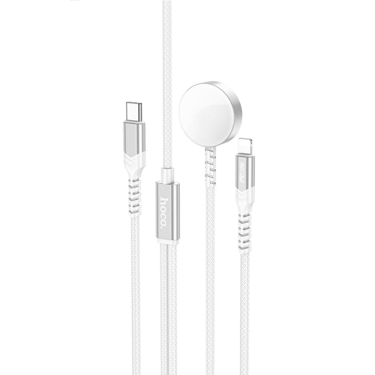 Зарядний пристрій бездротовий Hoco CW54 charging cable iP/iWatch White (6942007611398) - фото 3