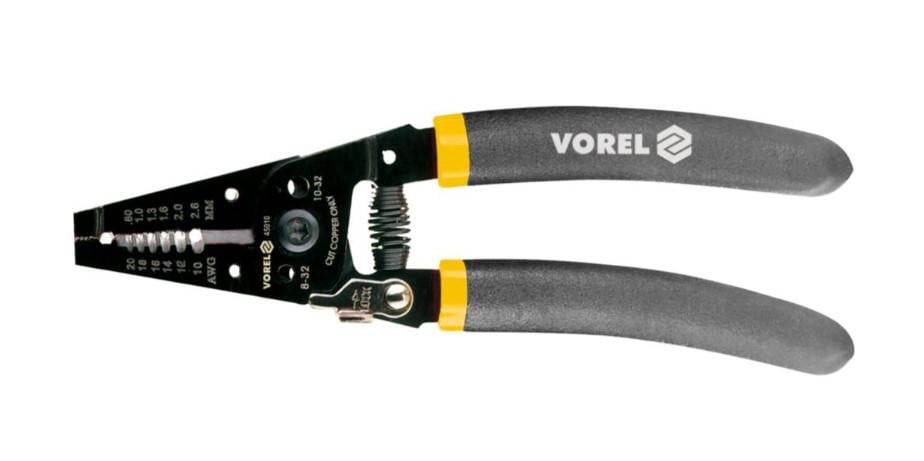 Знімач ізоляції універсальний Vorel 185 мм діаметр дроту 0,8-2,6 мм2 awg (45010)