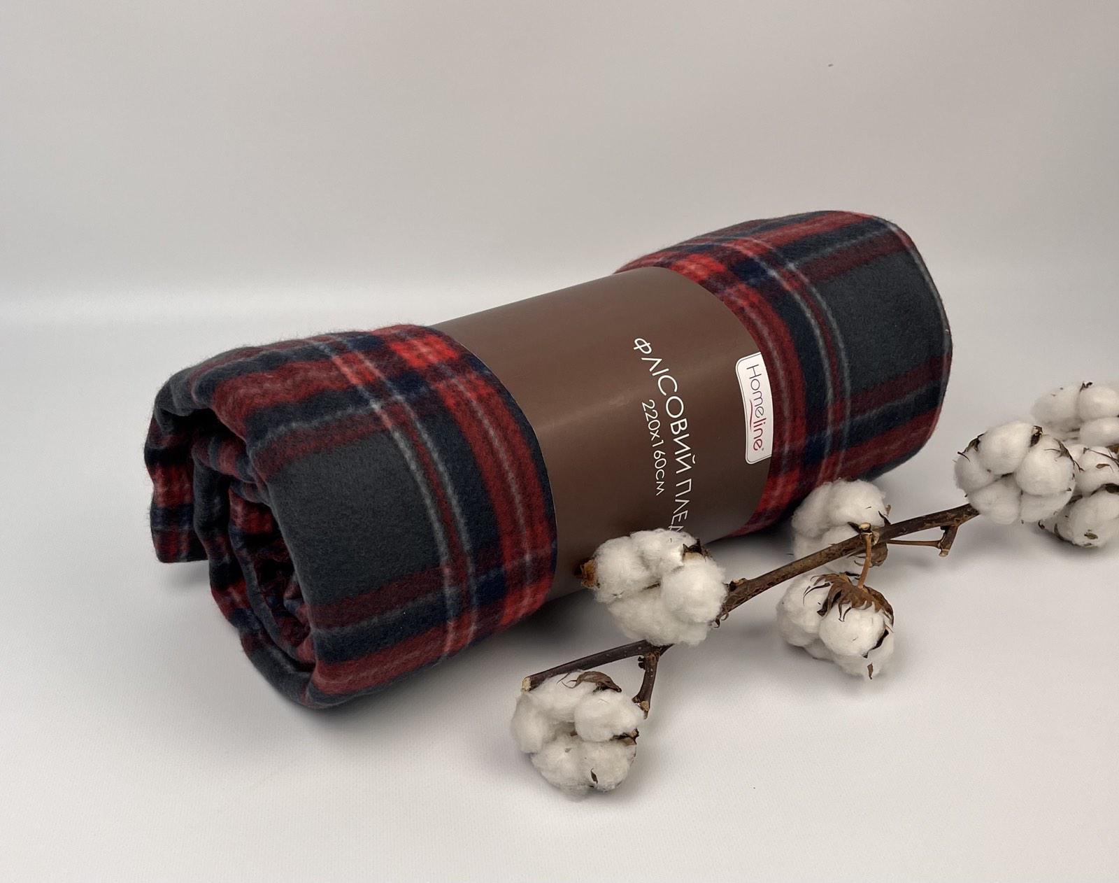 Плед флисовый Home Line Полар Клеточка 130х160 см Red/Grey (CN27124)
