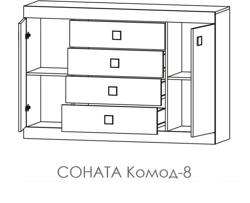 Комод роликовые направляющие Эверест Соната 8 из ламинированной ДСП Венге Темный Белый - фото 3