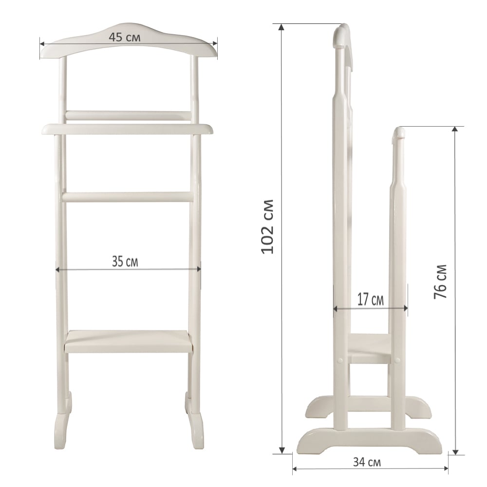 Напольная вешалка из натурального дерева двойная Белый - фото 4