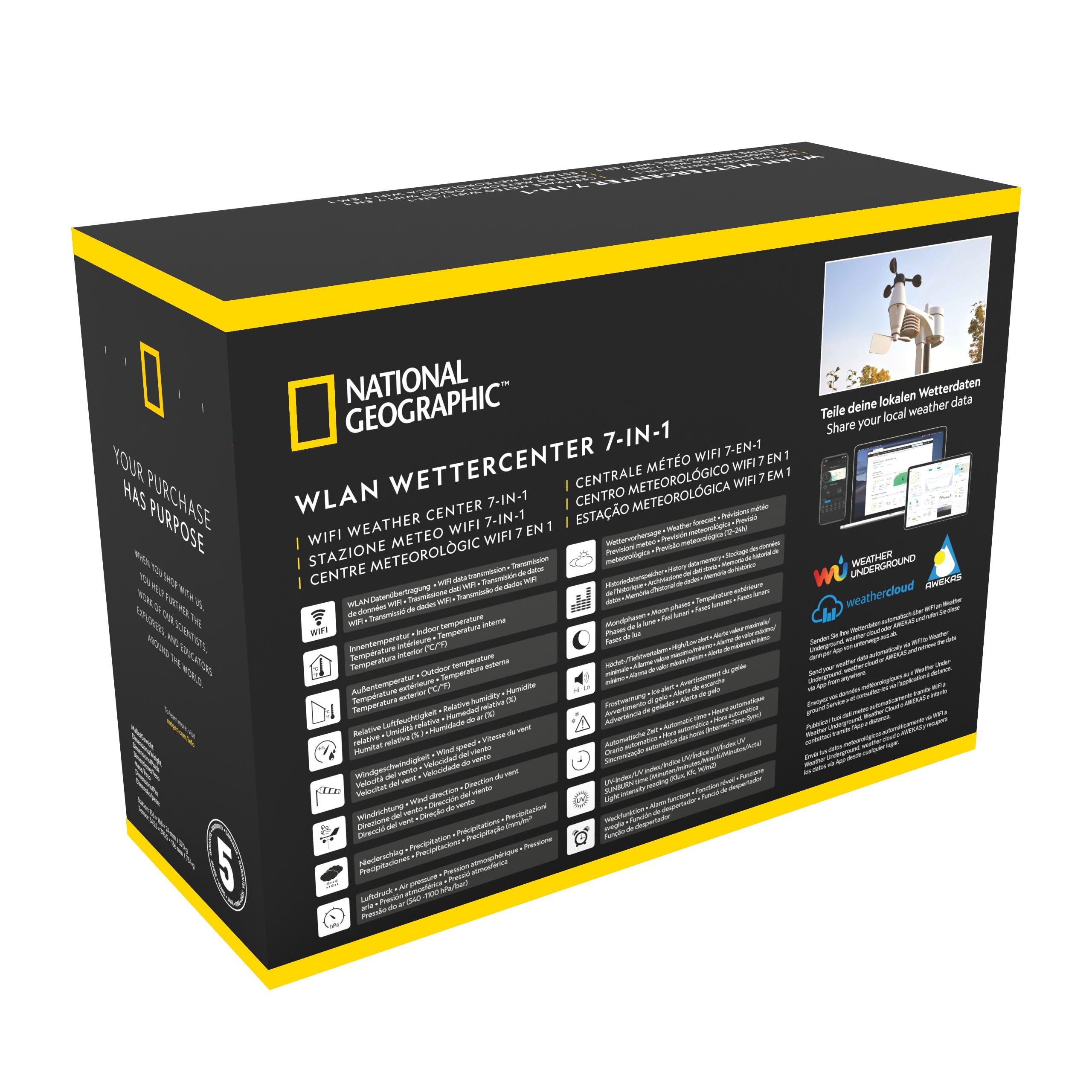 Метеостанция National Geographic WIFI Colour Weather Center 7in1 Sensor (9080600) - фото 7