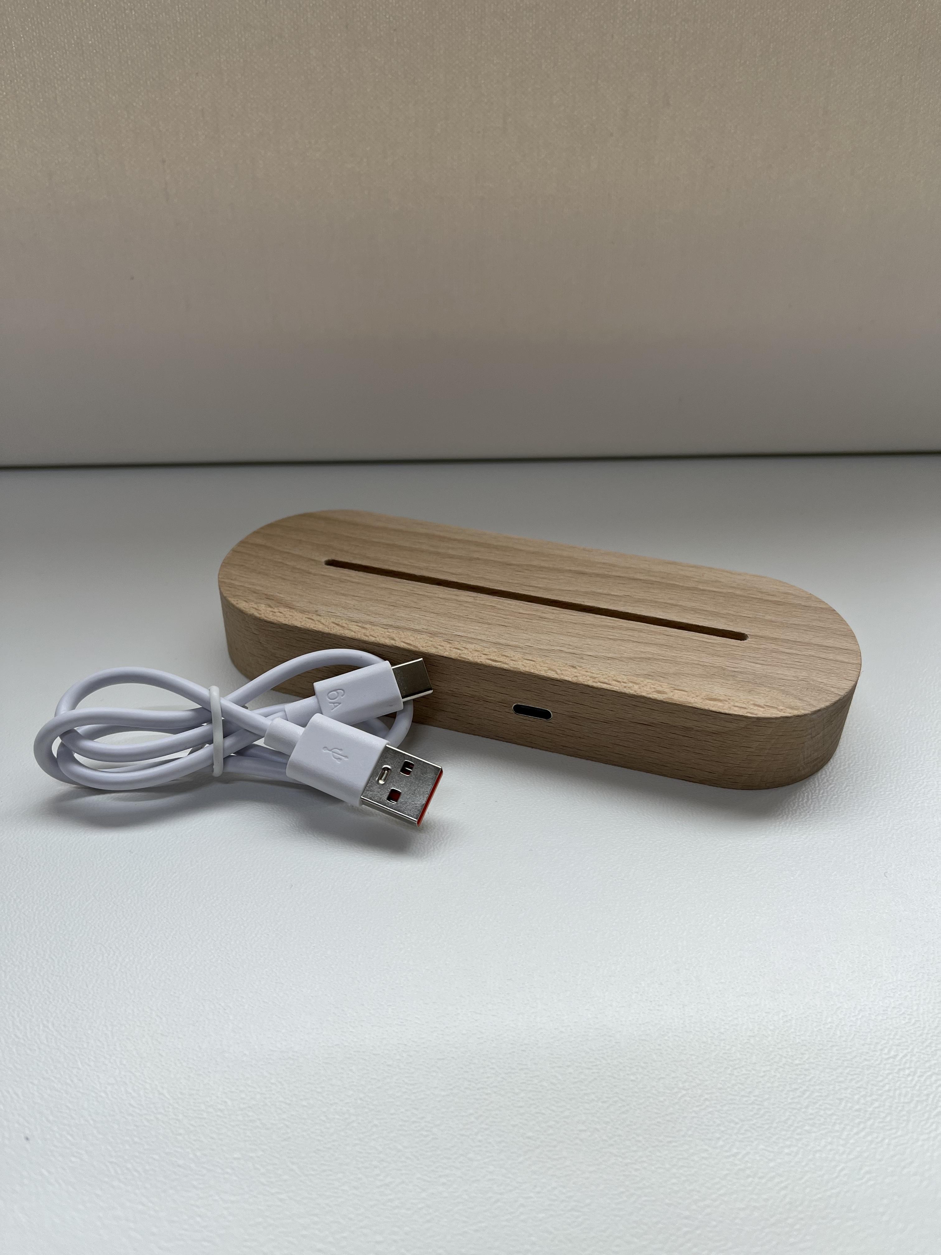 Підставка дерев'яна з LED підсвіткою USB-Type-C для скла акрилу А6 (PA6) - фото 10 Підставка дерев'яна з LED підсвіткою USB-Type-C для скла акрилу А6 (PA6) - фото 10