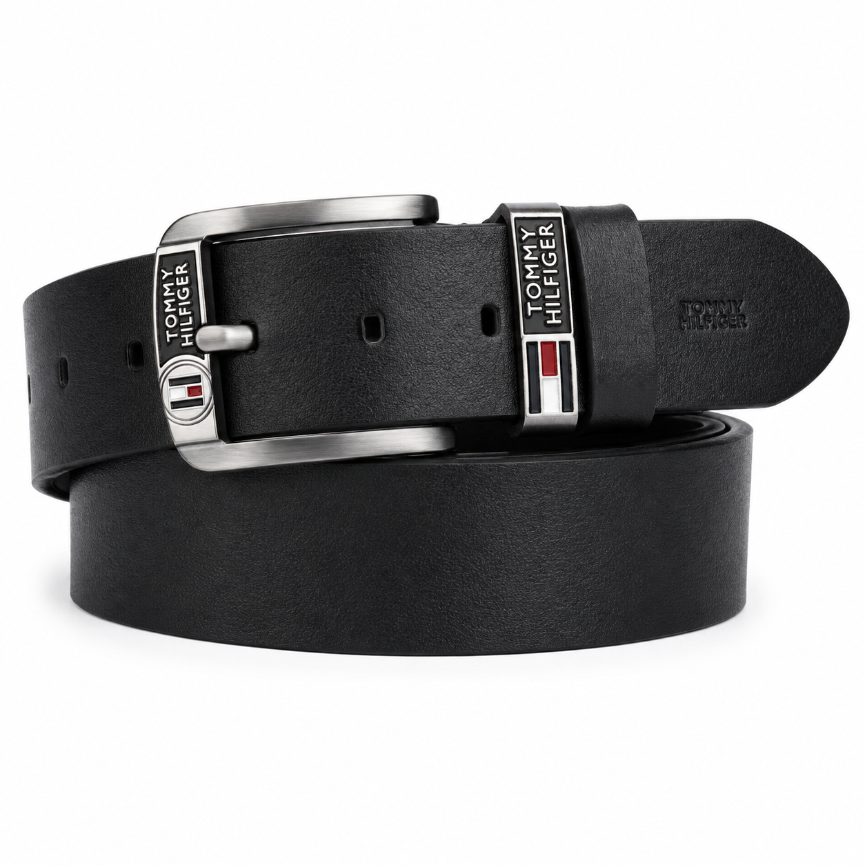 Ремінь чоловічий шкіряний в стилі Tommy Hilfiger з коробкою 105 см Чорний (tom04)