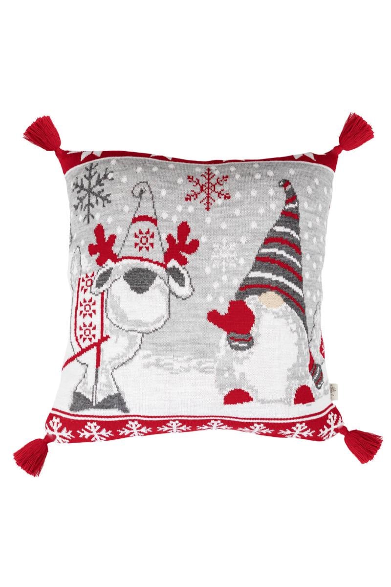 Наволочка в'язана Веселі гноми сіра 45х45 см (037490)