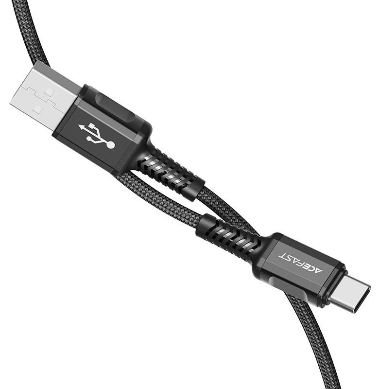 Кабель для зарядки смартфона ACEFAST C1-04 USB Type A-Type-C 3 A 1,2 м Черный (206251) - фото 2 Кабель для зарядки смартфона ACEFAST C1-04 USB Type A-Type-C 3 A 1,2 м Черный (206251) - фото 2