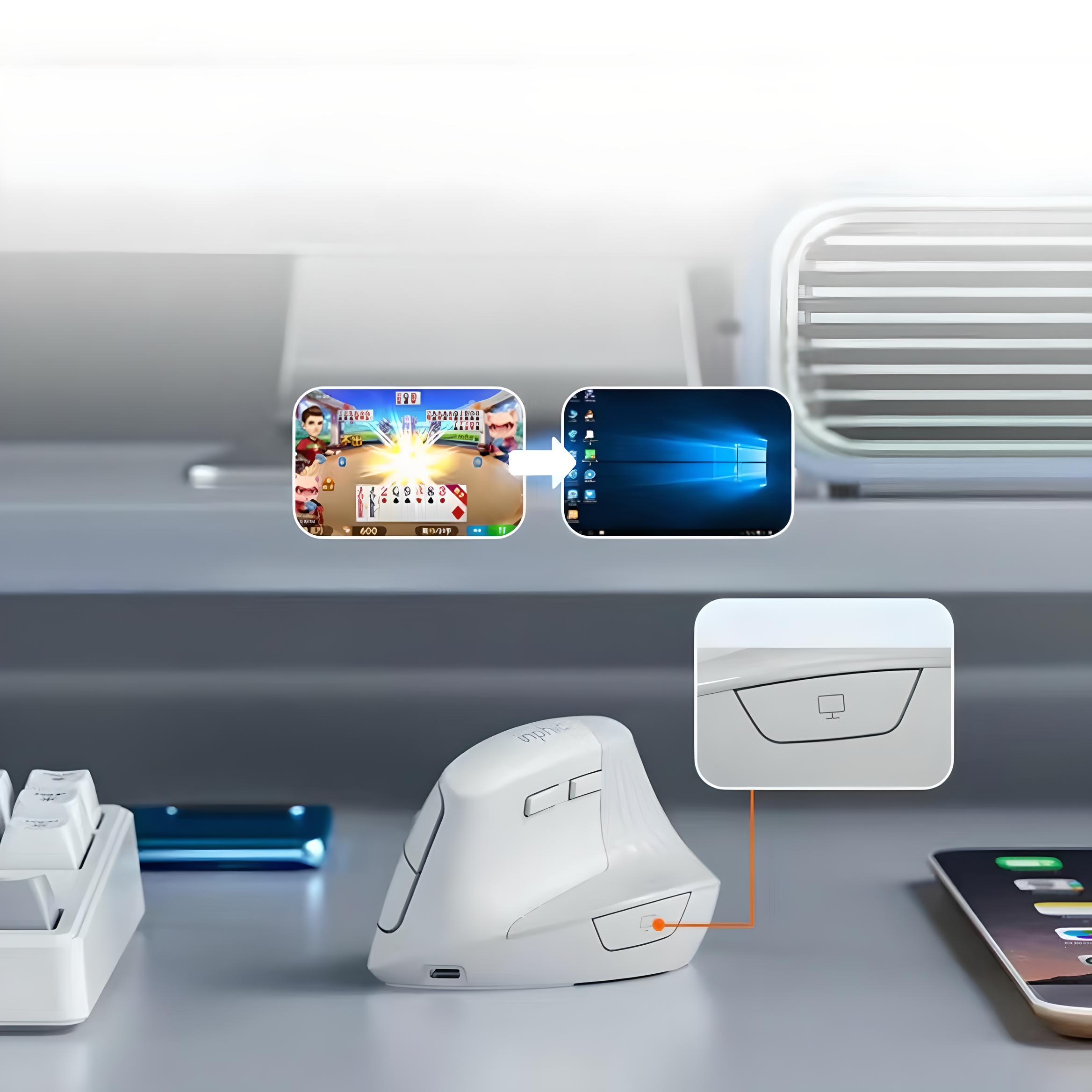 Мышь эргономичная вертикальная INPHIC X9 с аккумулятором USB 2,4 ГГц White - фото 5