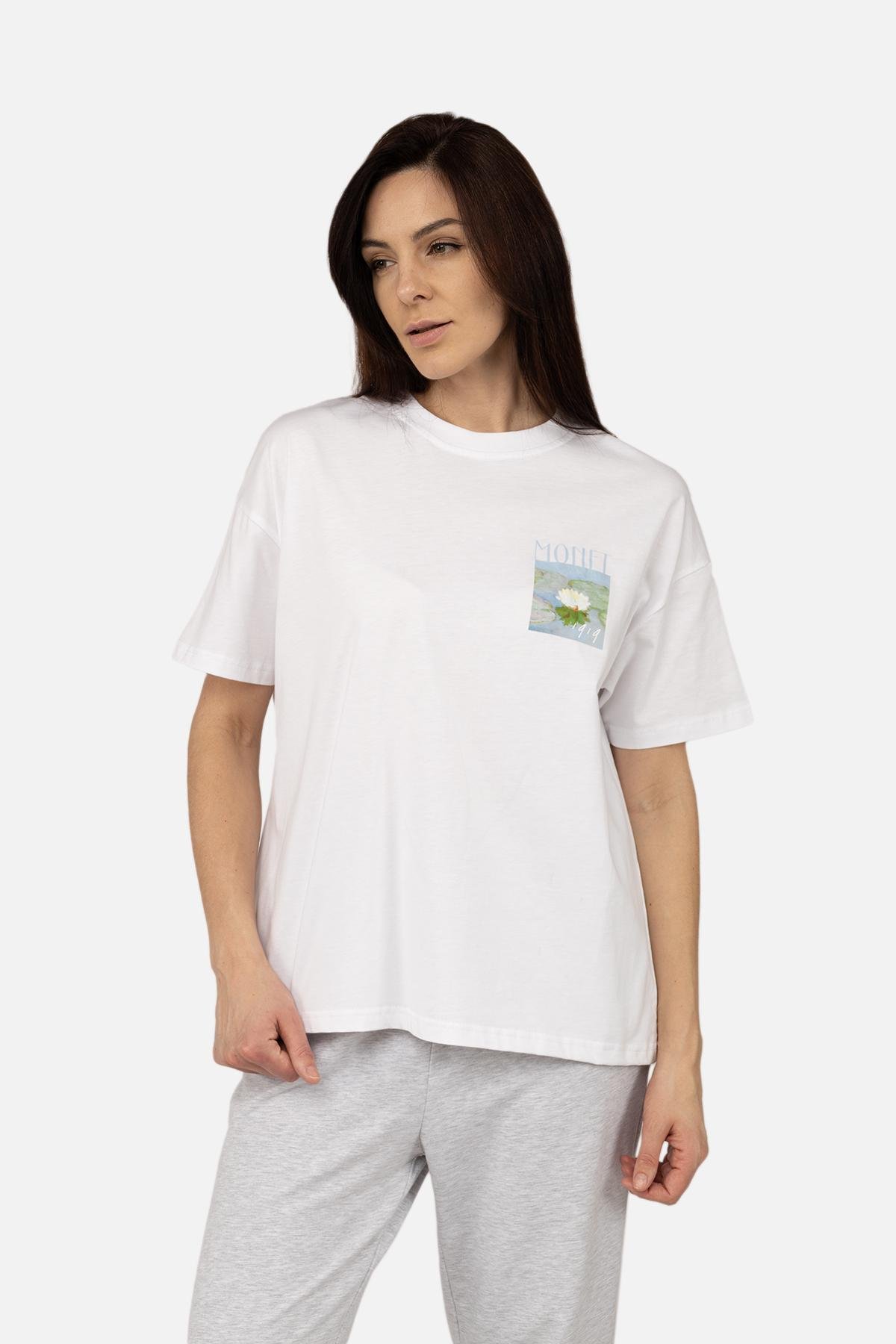 Футболка женская ЦБ-00270137 с коротким рукавом р. 44 Белый (SKT001045631)