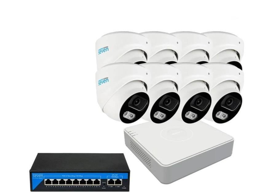 Комплект IP-видеонаблюдения Hikvision HK-IP7118OW-5MP на 8 купольных 5 Мп IP-камеры