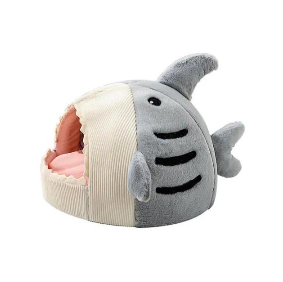 Лежанка Акула для кота/собаки 53x50x36 см Серый