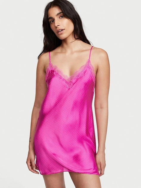 Сукня для сну жіноча Victoria's Secret Satin & Lace Slip сатин XS Рожевий (17628908)