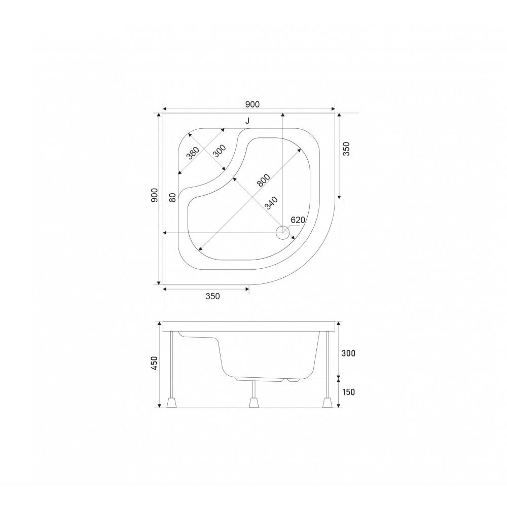 Піддон душовий Shower Cellesse SW-6010 90х90х45 см - фото 2