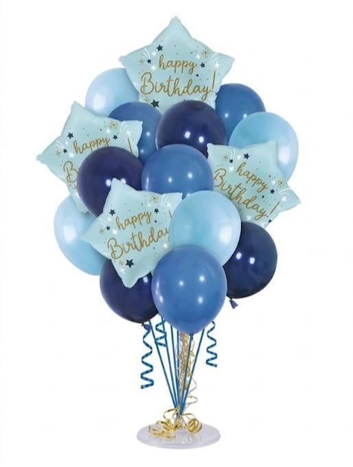 Набор надувных фольгированных шаров Happy Birthday 12 шт. Синий (3003676175)