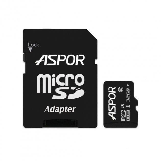 Карта пам'яті Aspor MicroSDHC 32GB UHS-I Class 10 з SD-адаптером (1858272793)
