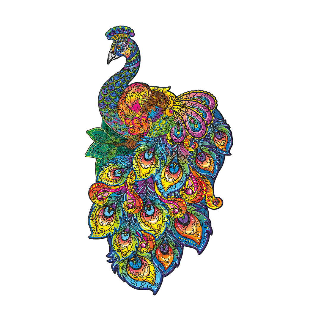 Пазл деревянный Павлин элементы в форме животных 53,8х29,6 см 184 шт. (1526084661)